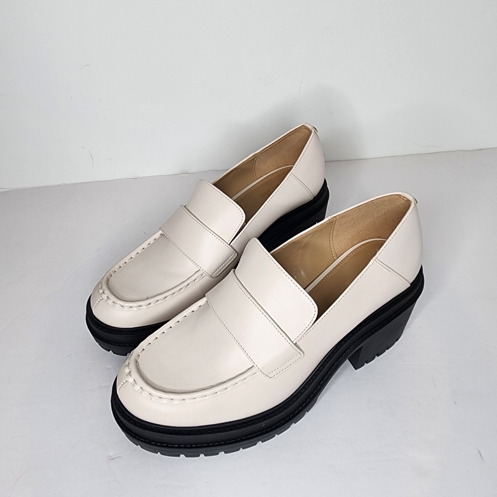 Michael Kors Rocco Heeled Women's Cream Slip On Loafer Size 8.5 - Picture 2 of 7